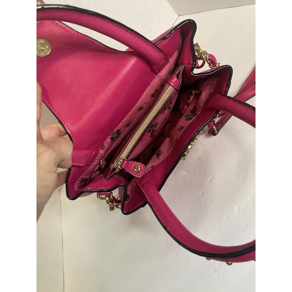 Betsey Johnson Satchel Crossbody Hot Pink Gold Telephone Coquette Barbie Glam - Picture 10 of 16